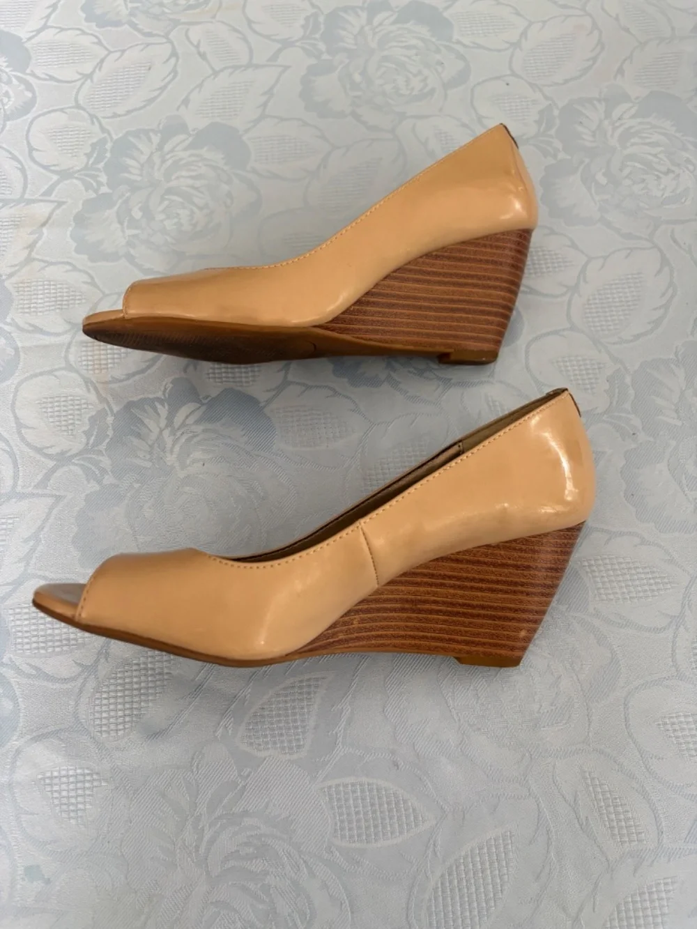 Neutral Patent Leather Wedges